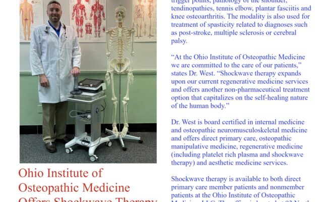 Ohio Institute of Osteopathic Medicine Offers Shockwave Therapy in the Care of Patients